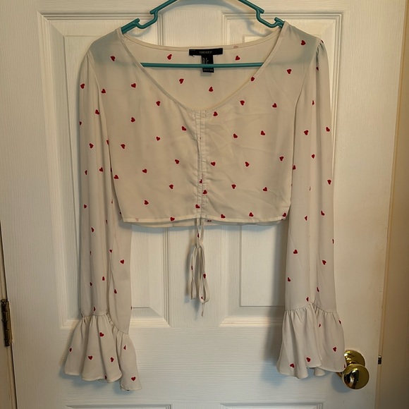 Sheer Valentines Day Aesthetic Forever 21 Cropped Blouse - Picture 1 of 3